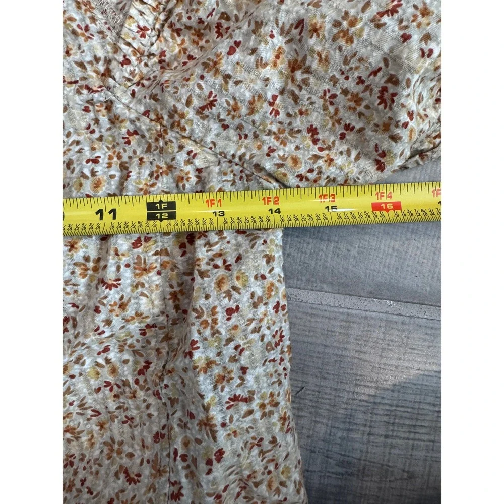 Madewell Puff Sleeve Top Womens XS Floral Smocked Square Neck Blouse G1017